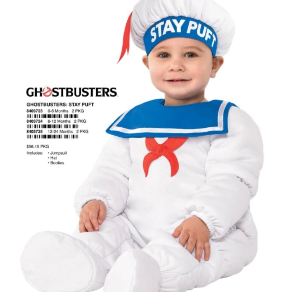 Ghostbusters Halloween StayPuft 3-6 Month Infant Costume NWT
